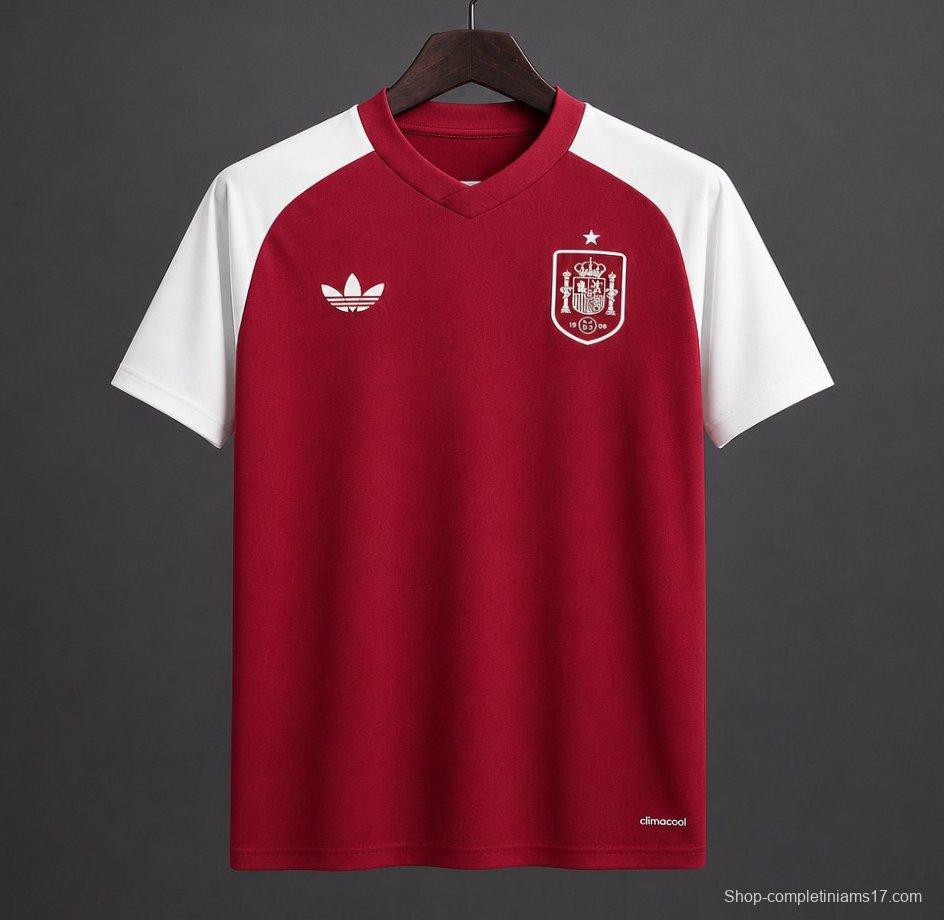 2026 Spain Pre-Match Away Red&White Jersey