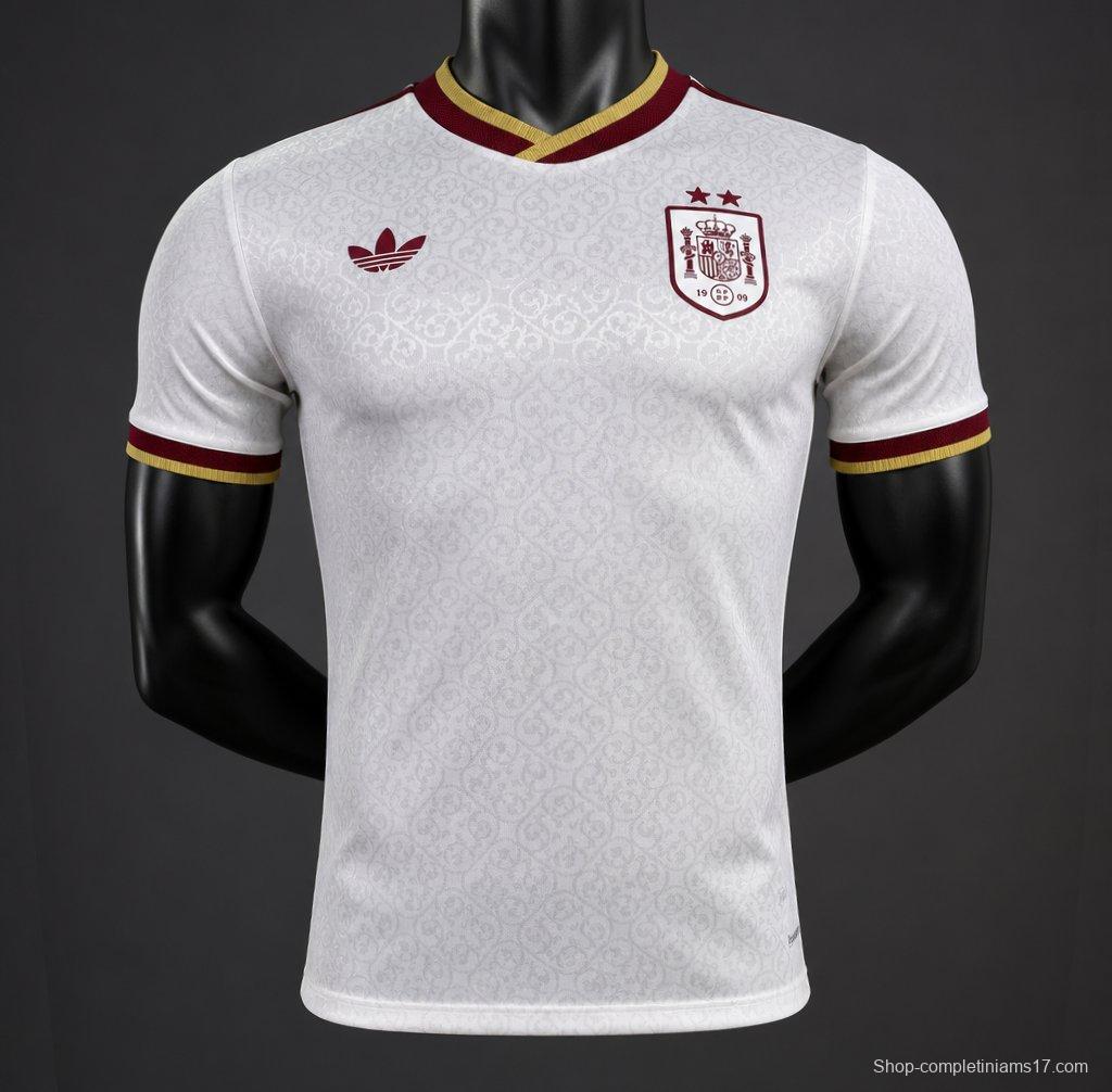 2 Star Player Version 2026 Spain Away White Jersey With Champion Patch