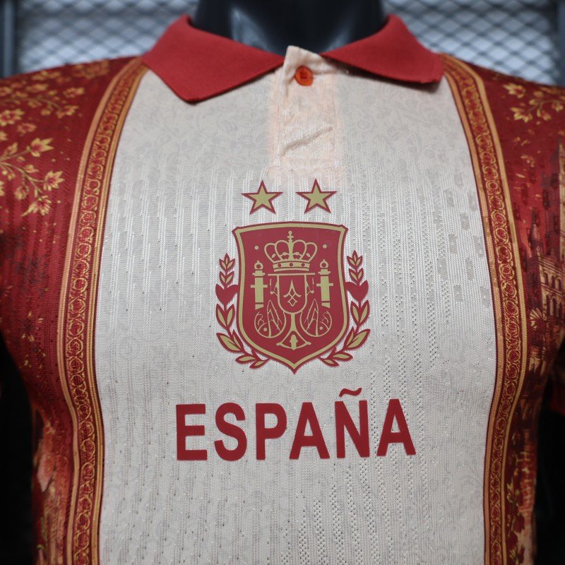 Player Version 2026 Spain National Team Away Heritage Pattern Jersey