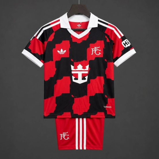 26/27 Kids Fulham Away Red Black Kits Jersey
